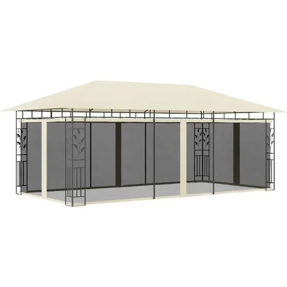 vidaXL pavillon med myggenet 6 x 3 x 2,73 m, creme