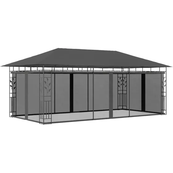vidaXL pavillon med myggenet 6x3x2,73 m - antracitgr