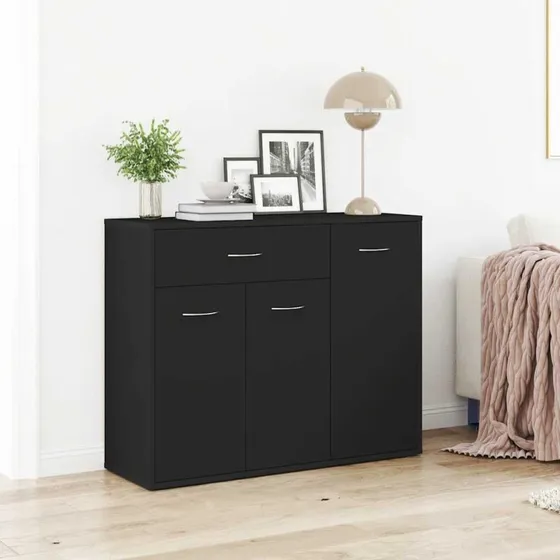 vidaXL skænk 88x30x70 cm konstrueret træ, sort