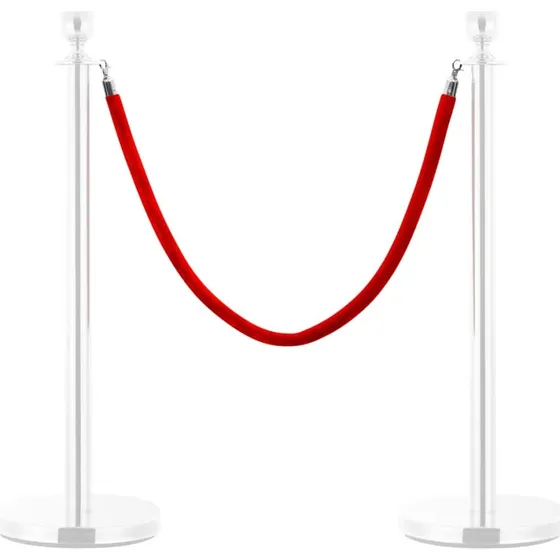 vidaXL fløjlsreb til afspærringsstolper, rød med sølvkroge
