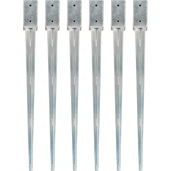vidaXL jordplkker 6 stk 7x7x90 cm galvaniseret stl slvfarvet