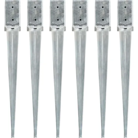 vidaXL jordplkker 6 stk 8x8x76 cm galvaniseret stl