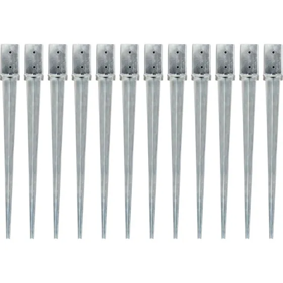 vidaXL jordplkker 12 stk 8x8x91 cm galvaniseret stl
