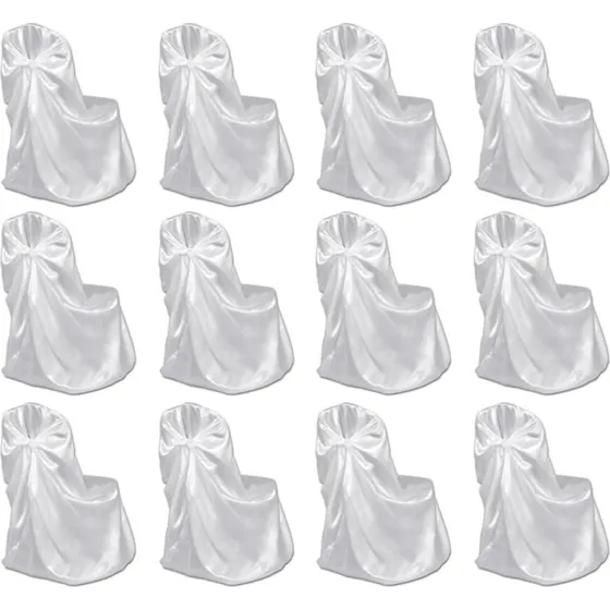 vidaXL stoleovertræk 12 stk. satin hvid 110x140 cm