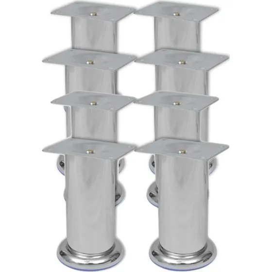 vidaXL runde sofaben i krom 120 mm (8 stk)