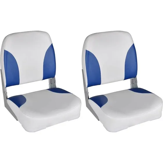vidaXL 2 stk. bådsæder med foldbart ryglæn blå/hvid 41x36x48 cm