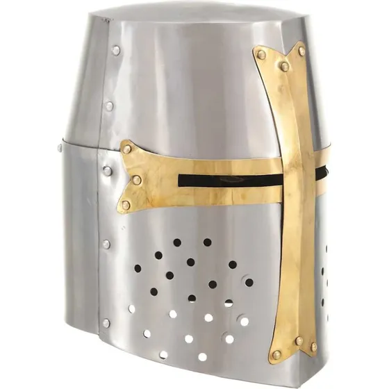 vidaXL middelalderlig korsridderhjelm i antikt stål, sølv