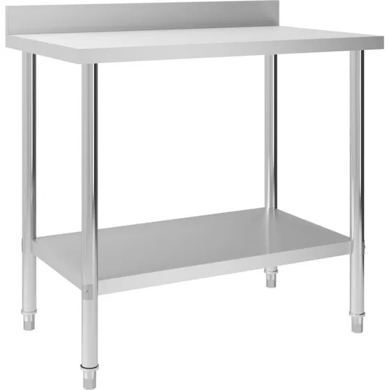 vidaXL Arbejdsbord m. stænkplade 100x60x93 cm, rustfrit stål