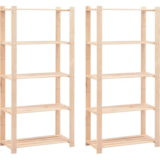 vidaXL Reoler 2 stk 5 hylder 80x38x170 cm massivt fyrretræ