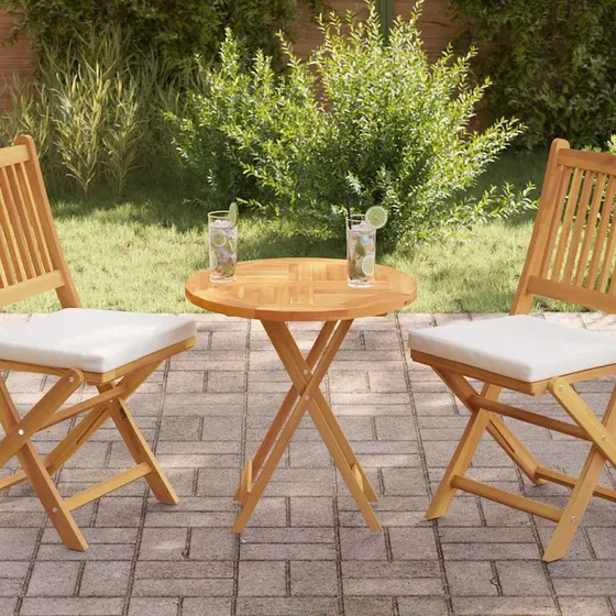 vidaXL rund bordplade 2,5 cm 60 cm i massivt teaktr