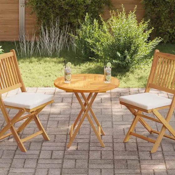 vidaXL rund bordplade 2,5 cm 70 cm massivt teaktr