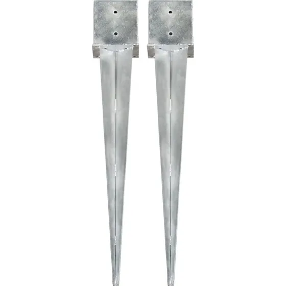 vidaXL jordplkker 2 stk. 14 x 14 x 91 cm galvaniseret stl slv