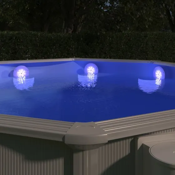 vidaXL LED-poollampe nedsænkbar og flydende fjernbetjent flerfarvet