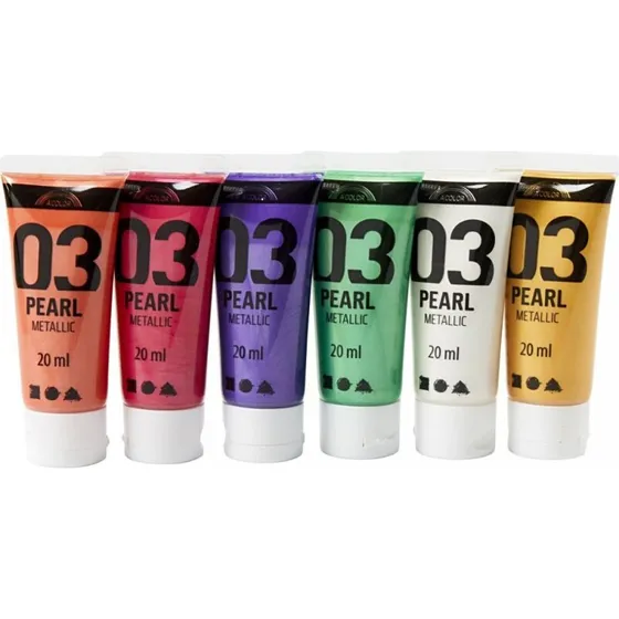 A-Color Skolemaling Akryl Metallic 6x20 ml