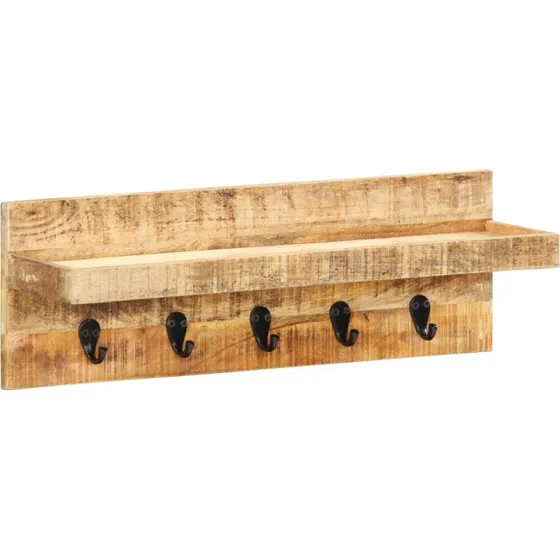 vidaXL væghængt knagerække i massivt mangotræ 60x15x20 cm
