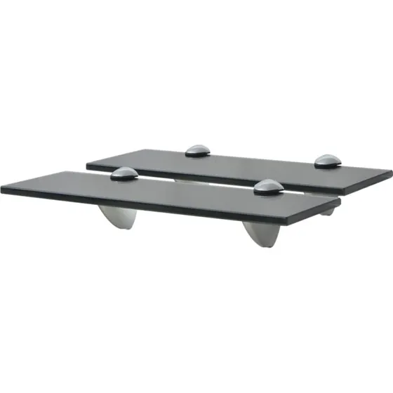 vidaXL svævehylde i sort hærdet glas 30 x 10 cm (8 mm) 2 stk
