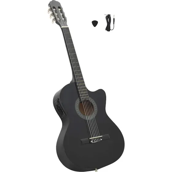 vidaXL klassisk western cutaway-guitar 6-strengs med 4-bnds EQ, sort