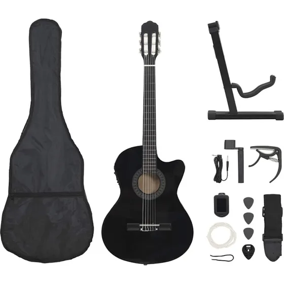 vidaXL western-guitarst 12 dele 6-strengs med 4-bnds EQ, sort