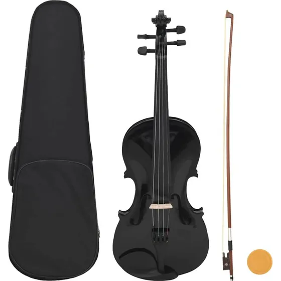 vidaXL violin 4/4 komplet st med bue og hagebrt, sort