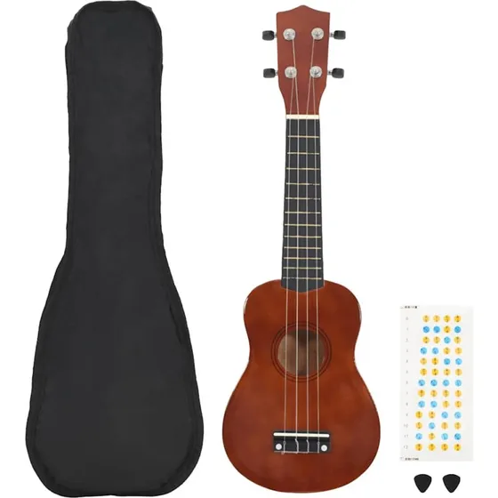 vidaXL Sopran-ukulelest 23" mrkt tr med taske til brn