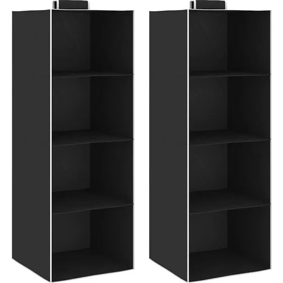 vidaXL hængeopbevaring 2 stk. 4 hylder, stof, 30x30x84 cm
