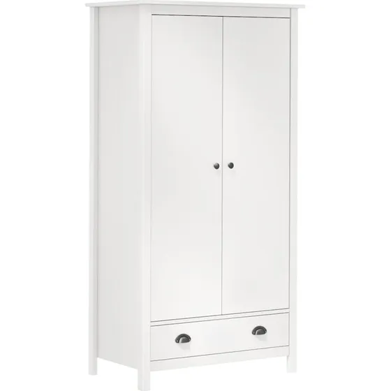 vidaXL klædeskab Hill 89x50x170 cm 2 låger hvid massivt fyrretræ