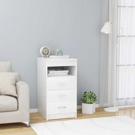 vidaXL skuffeskab 40x50x76 cm – hvidt konstrueret træ