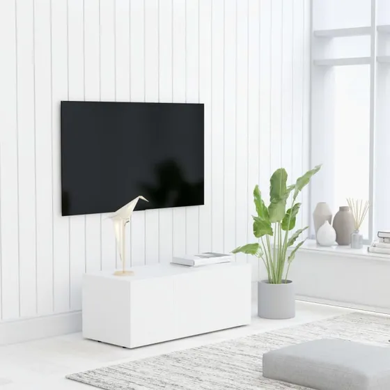 vidaXL TV-bord 80x34x30 cm konstrueret træ hvid