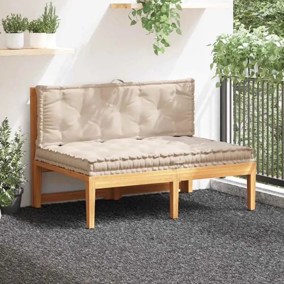 vidaXL hynder til pallesofa 2 stk. bomuld beige 120x80 & 120x40 cm
