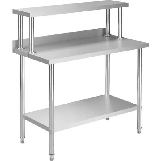 vidaXL Arbejdsbord i rustfrit stl m. tophylde 120x60x120 cm