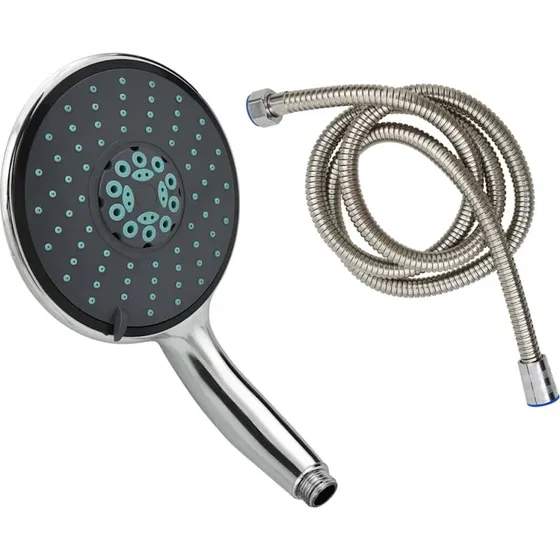 vidaXL multifunktionelt hndholdt brusehoved krom med 1,5 m slange
