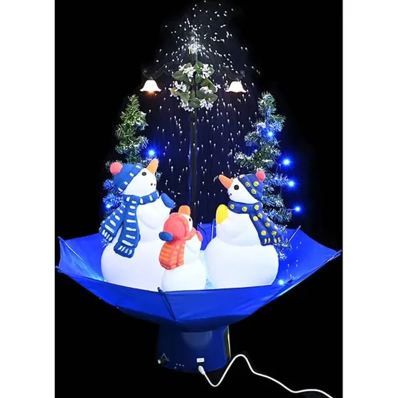 vidaXL juletræ med snefald 75 cm PVC, blå, paraplyfod
