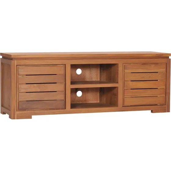 Tv-skab 110x30x40 cm i massivt teaktræ, kolonistil