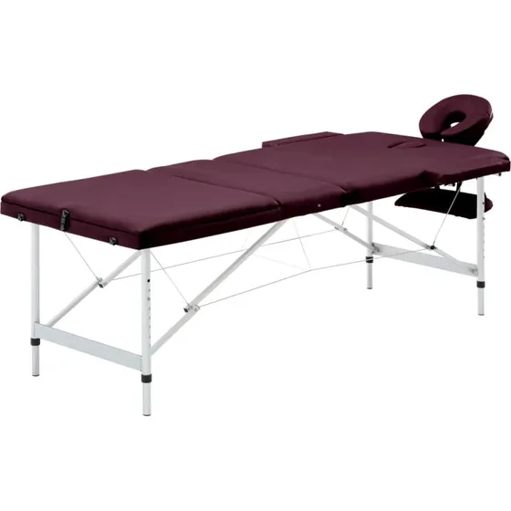 vidaXL foldbart 3-zoners massagebord aluminium lilla