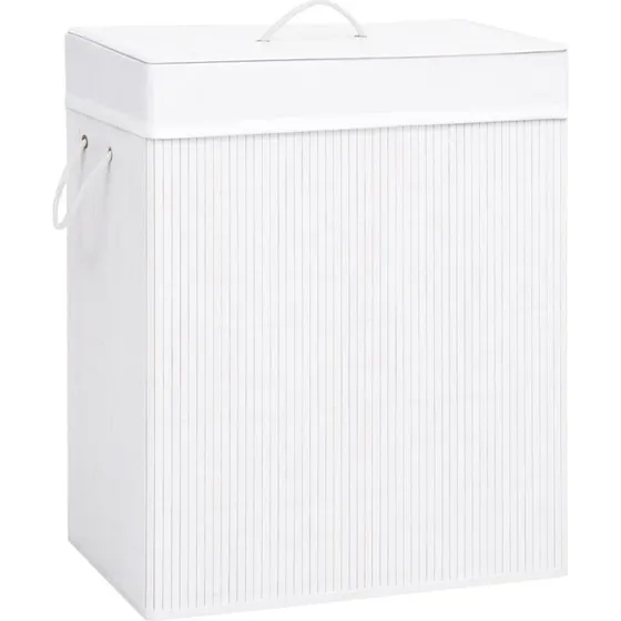 vidaXL vasketjskurv 2 rum 100 L bambus hvid