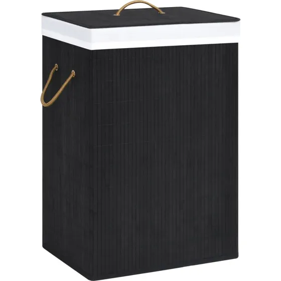 vidaXL vasketøjskurv 2 rum 72 L bambus, sort