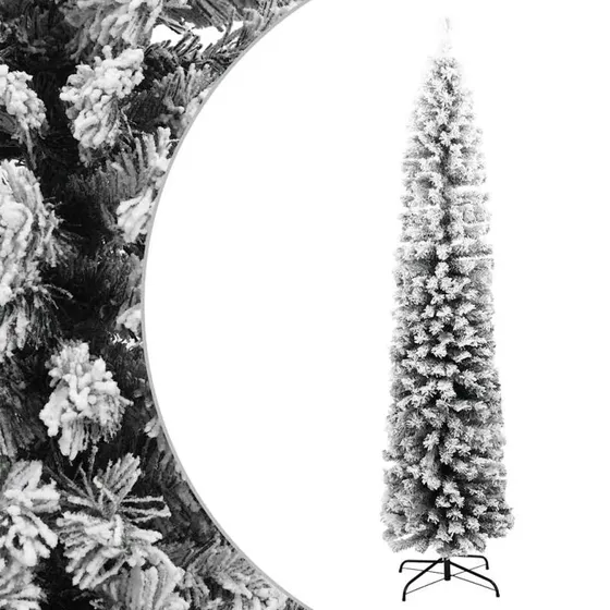 vidaXL smalt kunstigt juletræ 210 cm med sne (PVC) grøn