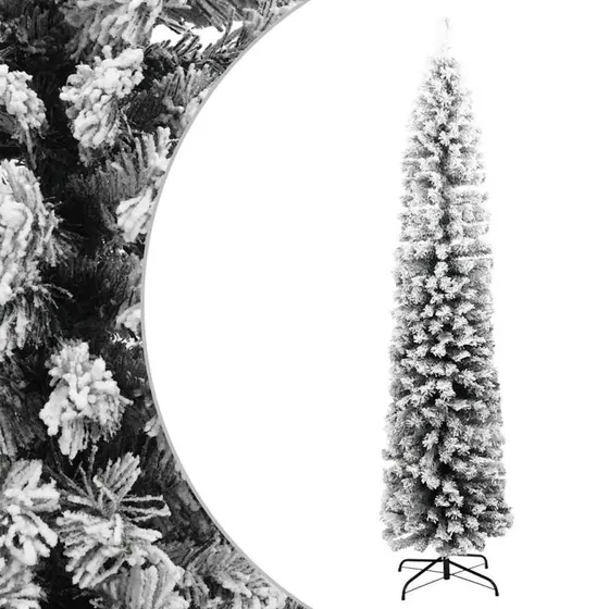 vidaXL smalt kunstigt juletræ m. sne 240 cm, grøn (PVC)