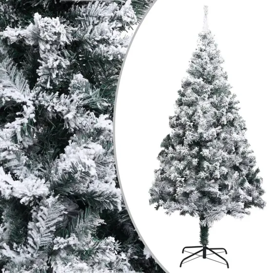 vidaXL kunstigt juletræ med sne 240 cm grøn (PVC)
