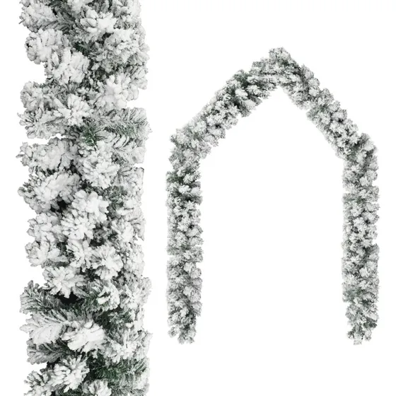 vidaXL Juleguirlande med puddersne 10 m - PVC grn