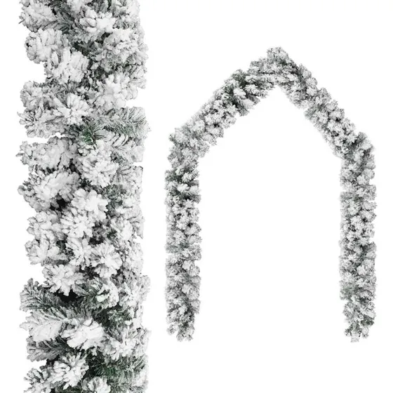 vidaXL juleguirlande med puddersne 20 m PVC, grøn