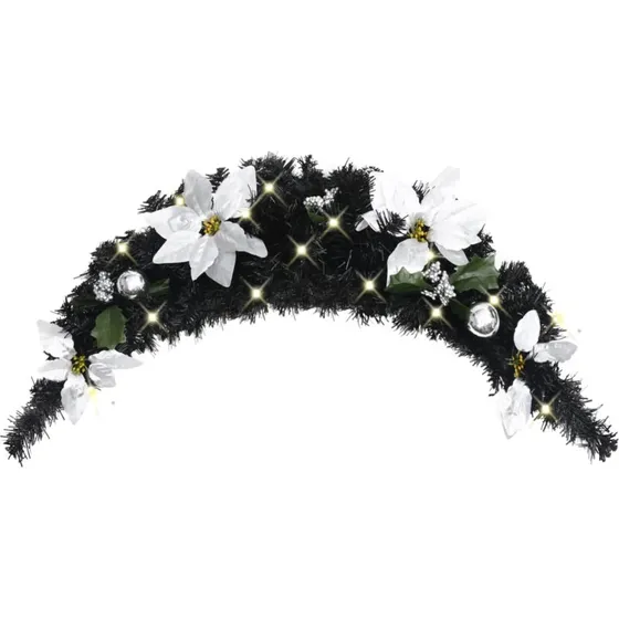 vidaXL julebue 90 cm PVC med LED, sort/slv