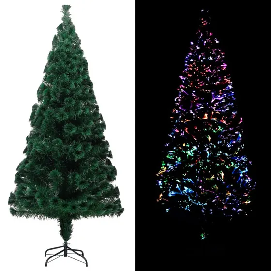 vidaXL kunstigt juletræ 240 cm fiberoptik grøn med fod