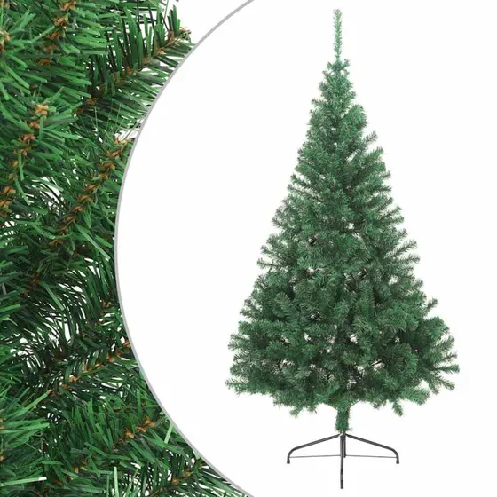 vidaXL kunstigt halvt juletræ 210 cm PVC med fod - grøn