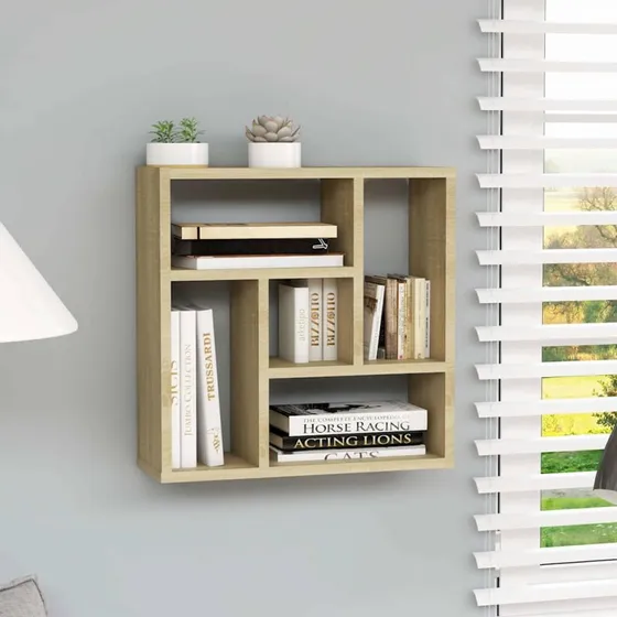 vidaXL væghylde 45,1x16x45,1 cm konstrueret træ sonoma-eg