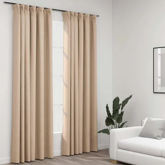 vidaXL mrklgningsgardiner 2 stk hr-look 140x225 cm beige
