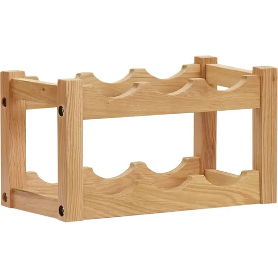 vidaXL vinreol til 6 flasker 37x21x21 cm i massivt egetræ