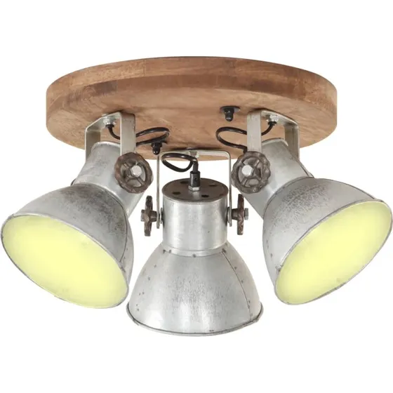 vidaXL Industriel loftlampe 3-skærme 25W 42x27 cm E27 sølv