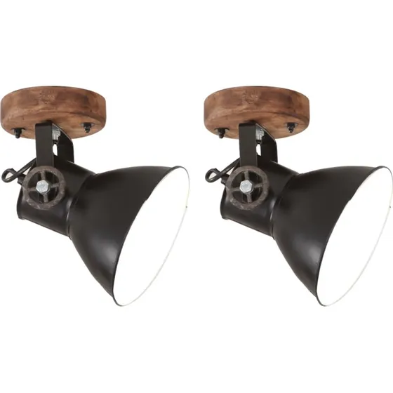 vidaXL Industrielle vg-/loftlamper 2 stk. 20x25 cm E27 mat sort