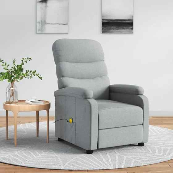 vidaXL massagestol i stof, lysegrå